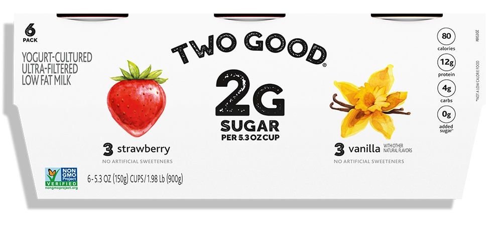 Two Good® Strawberry Vanilla Yogurt-Cultured Ultra-Filtered Low Fat Milk In 6-Pack