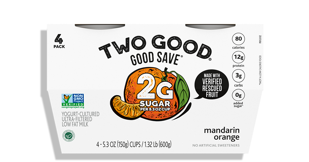 Two Good® GOOD SAVE® Mandarin Orange Yogurt-Cultured Ultra-Filtered Low Fat Milk With Less Sugar
