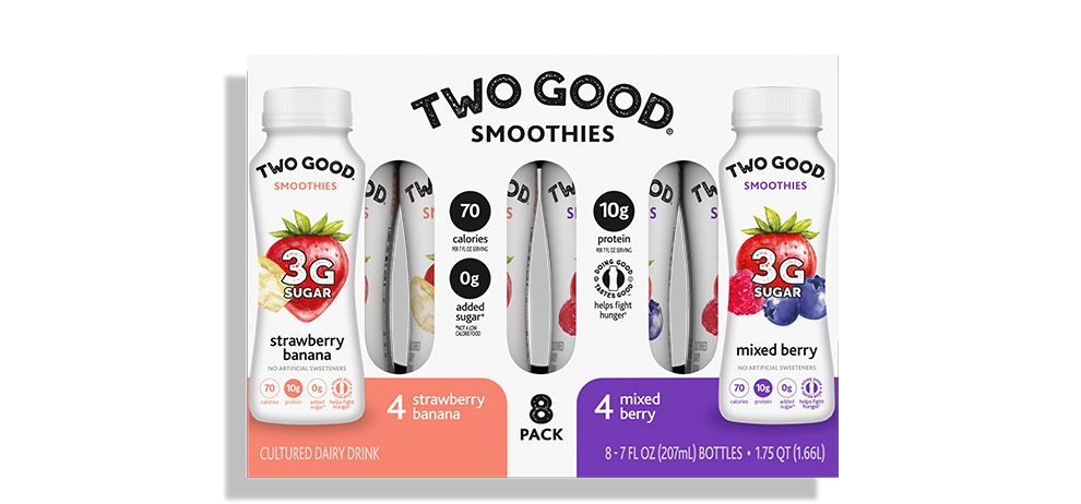 Two Good® Strawberry Banana & Mixed Berry Cultured Dairy Beverages in 8-pack