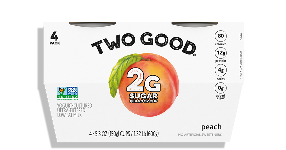 Two Good® Peach Yogurt-Cultured Ultra-Filtered Low Fat Milk With Less Sugar