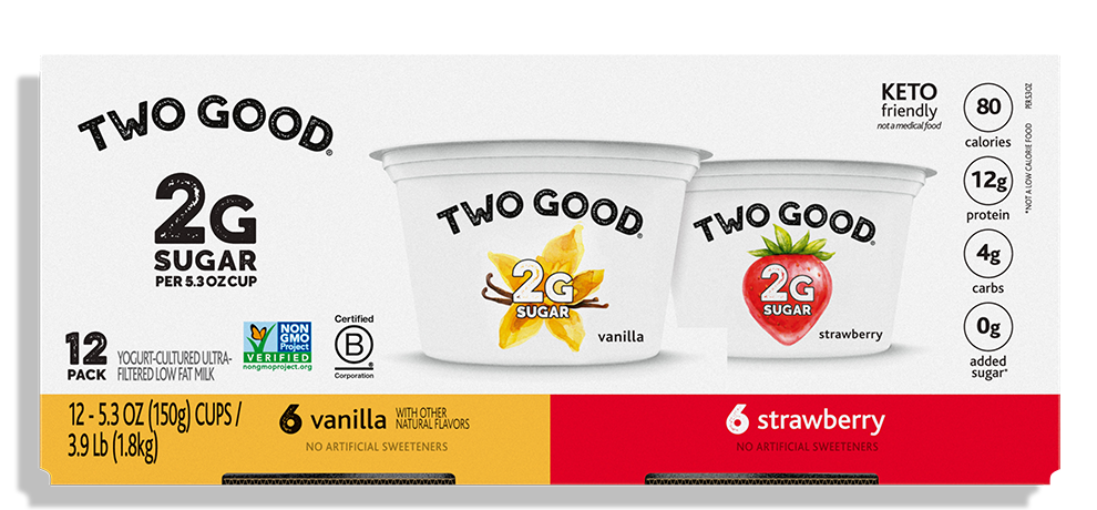 Two Good® Strawberry VanillaYogurt-Cultured Ultra-Filtered Low Fat Milk In 12-Pack